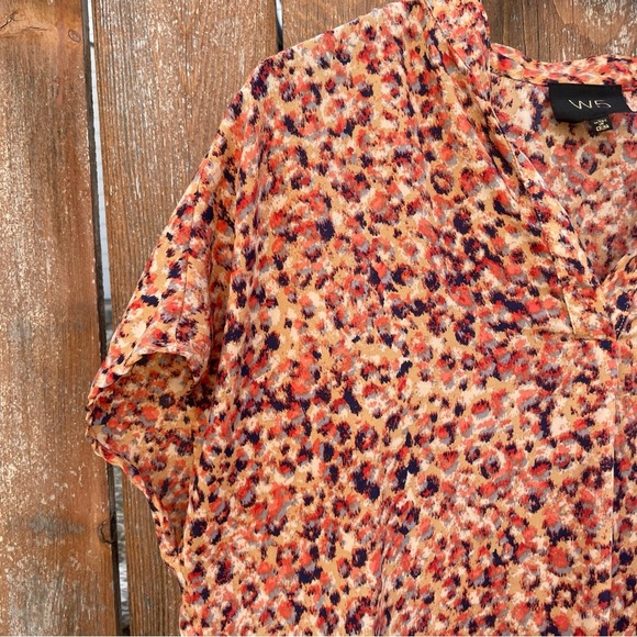 W5 Women’s Orange Red‎ Navy Speckled V Neck Lightweight Blouse Size Large - Picture 7 of 10
